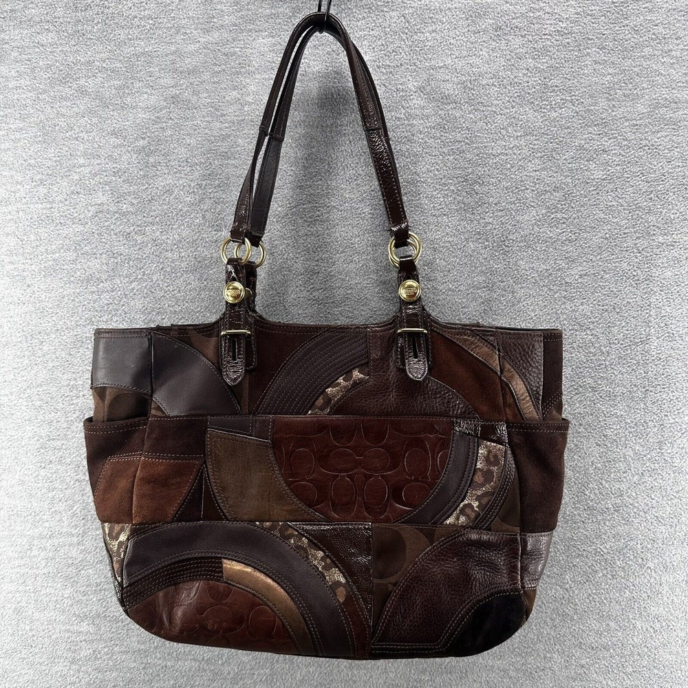 Coach Patchwork Tote in Brown and Tan